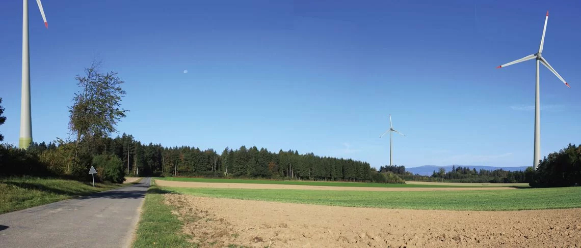 Landscape Tous Vents Wind Farm Project from route Orzens Nonfoux