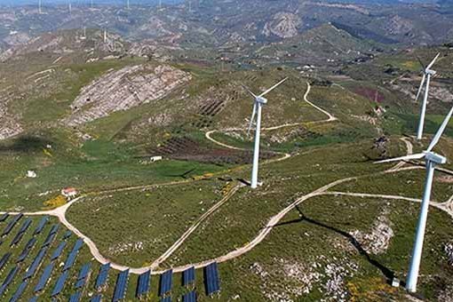 Monte Mele wind farm in Sicily, Italy