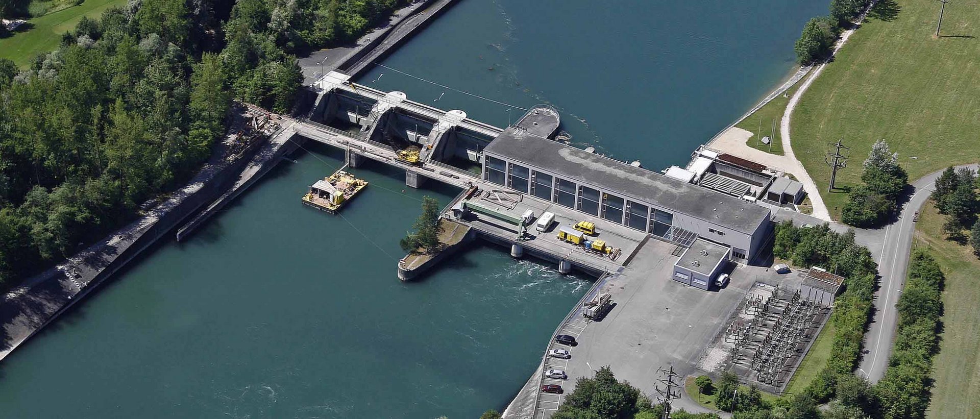 Air view of the Flummenthal river power station