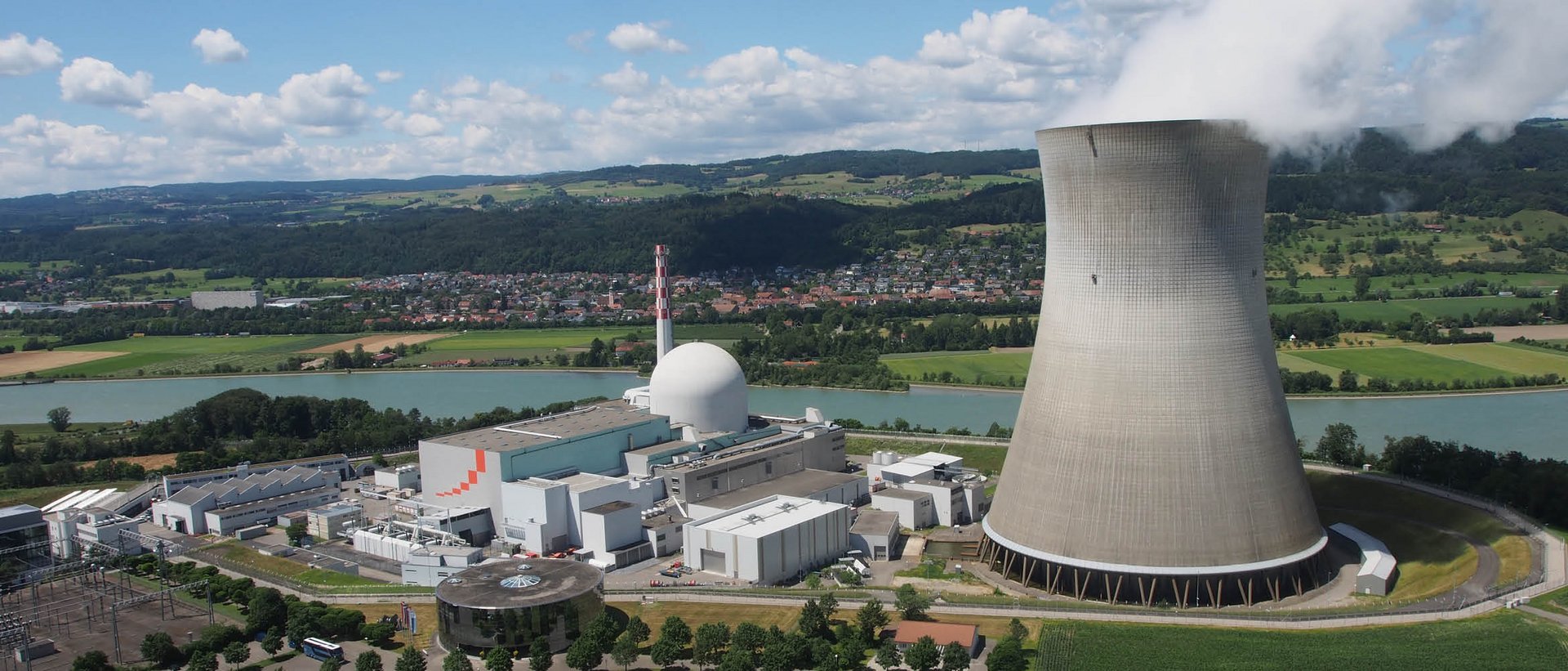 Landscape Leibstadt nuclear power plant in switzerland