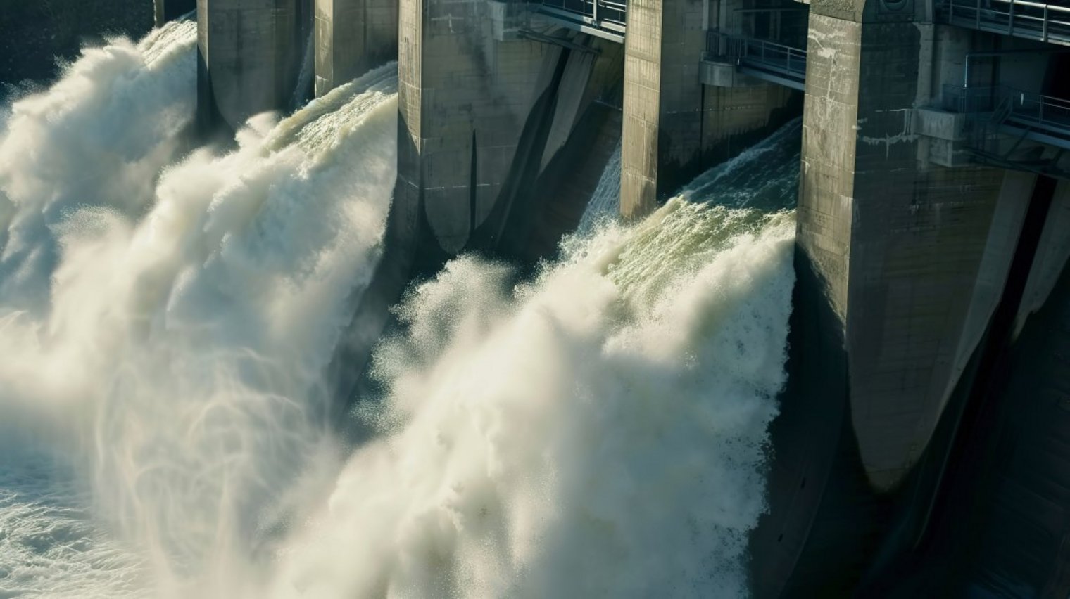 a close up of water flowing through a dam